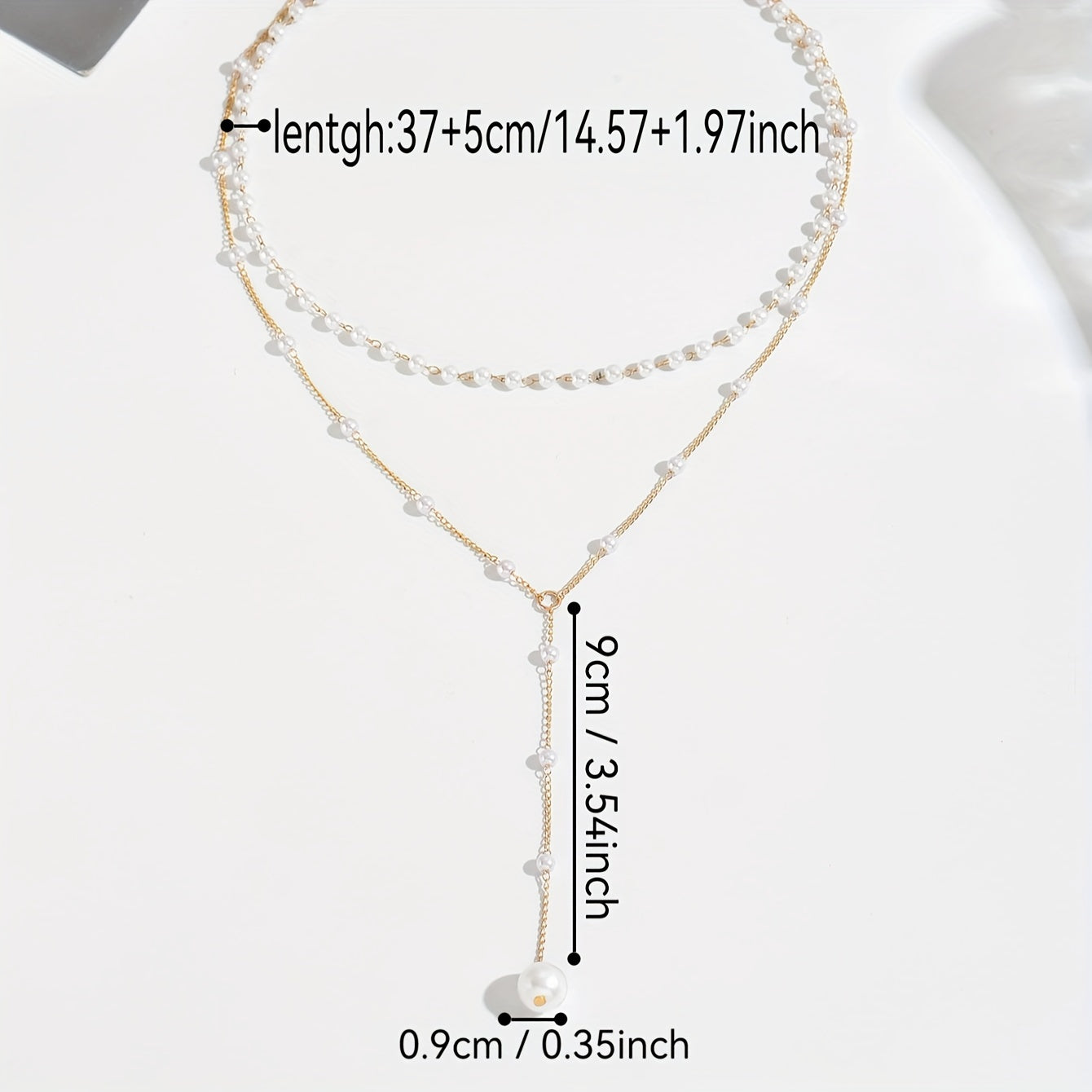 Women's Double-Layer Faux Pearl Tassel Necklace – Gold-Plated Chain