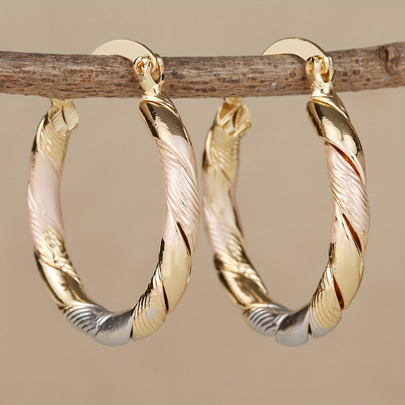 Women's Gold-Plated Twisted Hoop Earrings