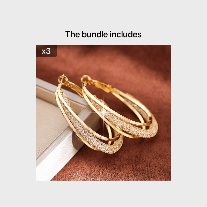 18K Gold-Plated Cubic Zirconia Twisted Hoop Earrings for Women