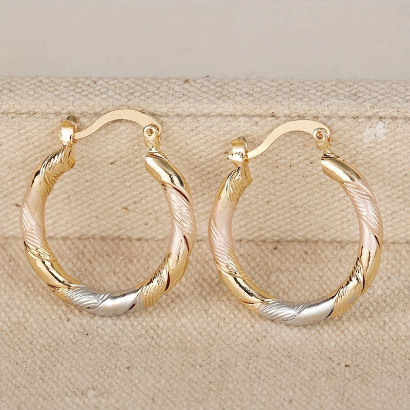 Women's Gold-Plated Twisted Hoop Earrings
