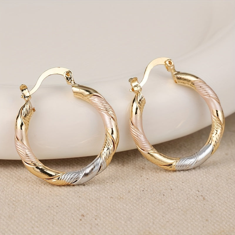 Women's Gold-Plated Twisted Hoop Earrings
