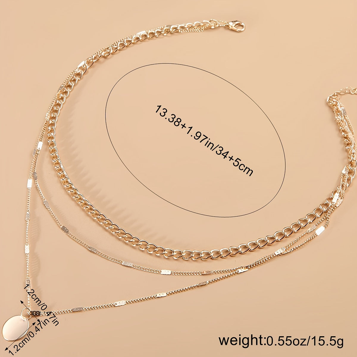 Women's Gold-Plated Multi-Layer Round Pendant Necklace