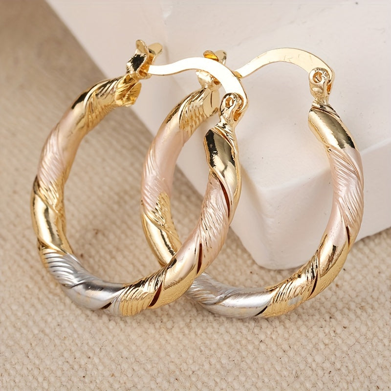 Women's Gold-Plated Twisted Hoop Earrings