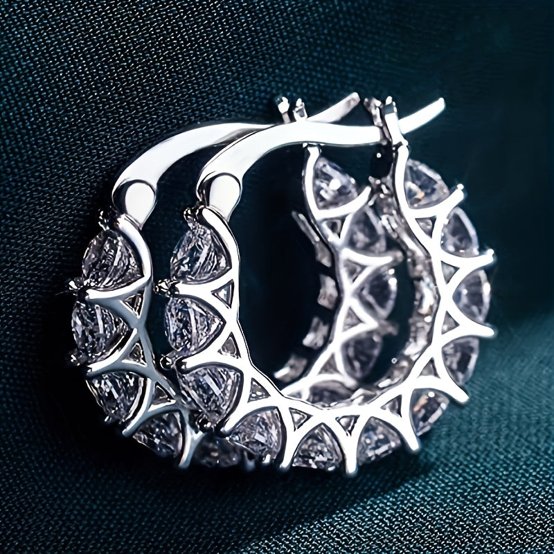Gold-Plated Hoop Earrings with Synthetic Cubic Zirconia for Women