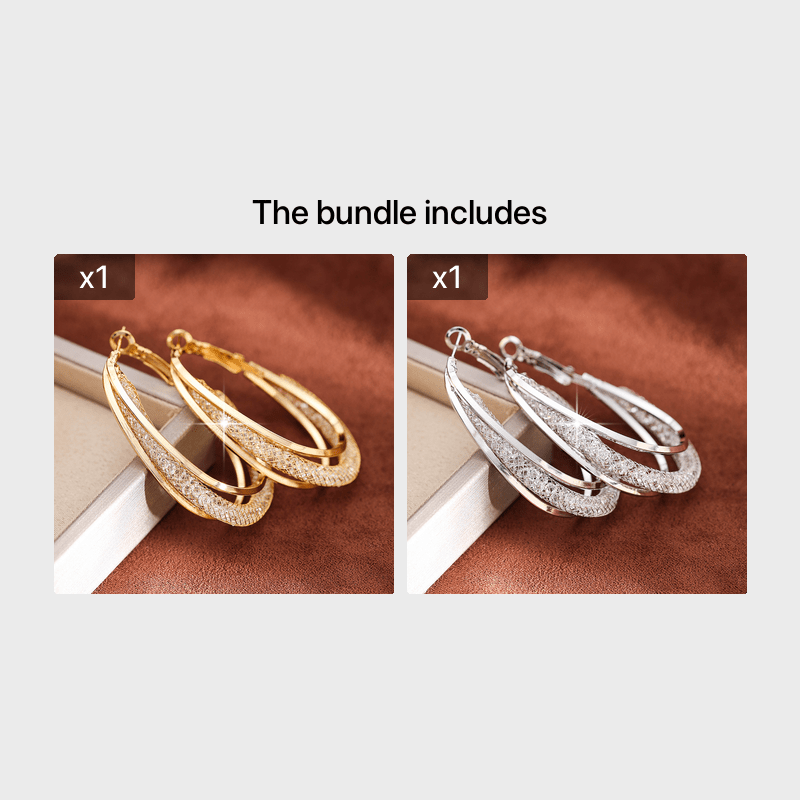 18K Gold-Plated Cubic Zirconia Twisted Hoop Earrings for Women