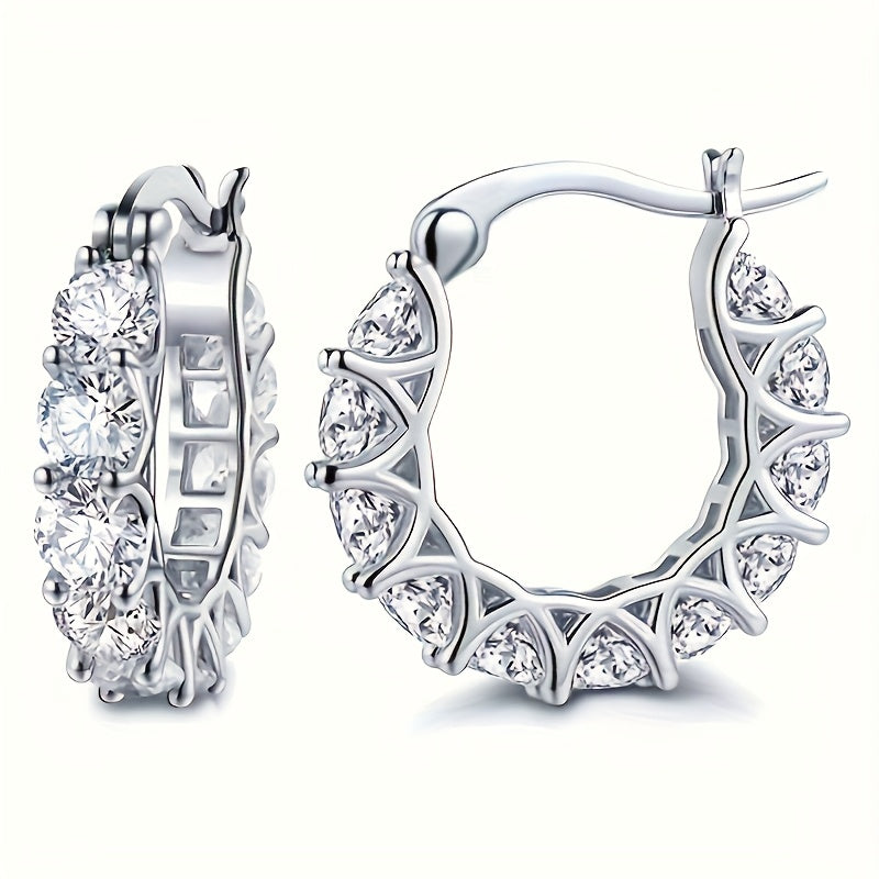 Gold-Plated Hoop Earrings with Synthetic Cubic Zirconia for Women