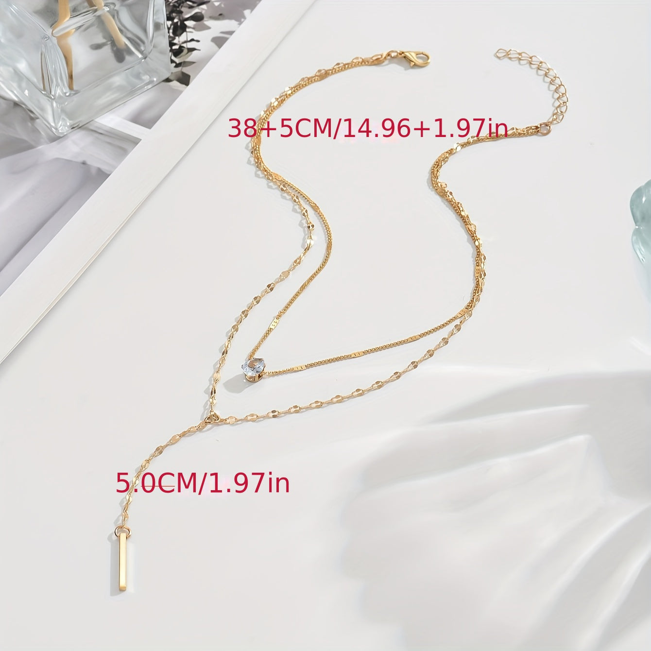 Women's Gold-Plated Rhinestone Multi-Layer Pendant Necklace