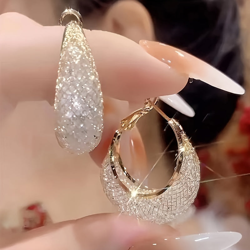 Women's Gold-Tone Rhinestone Hoop Earrings