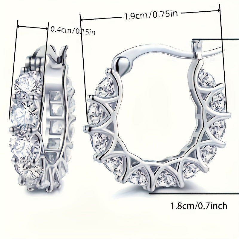 Gold-Plated Hoop Earrings with Synthetic Cubic Zirconia for Women
