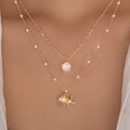Women's Gold-Plated Layered Pendant Necklace Set with Faux Pear