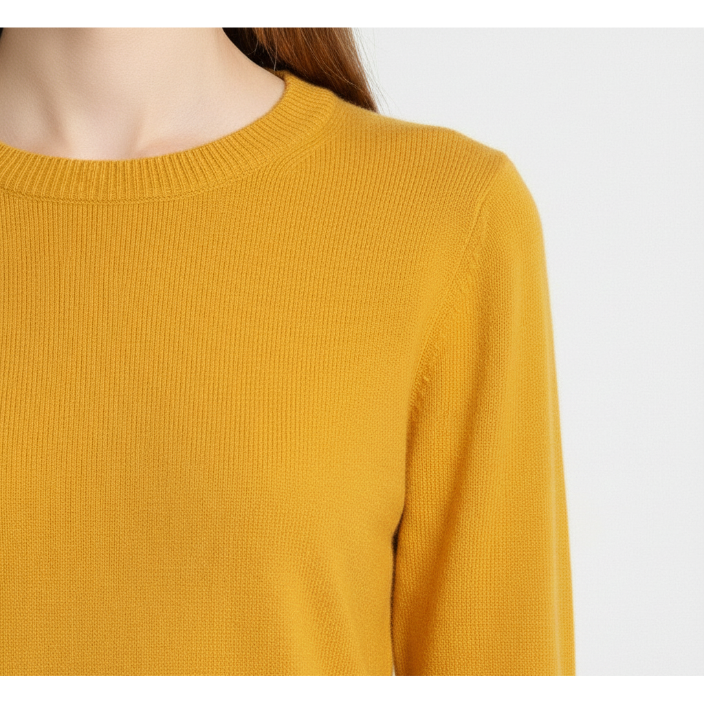 Women's Cotton Crew Neck Sweater in Solid Color