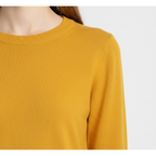 Women's Cotton Crew Neck Sweater in Solid Color