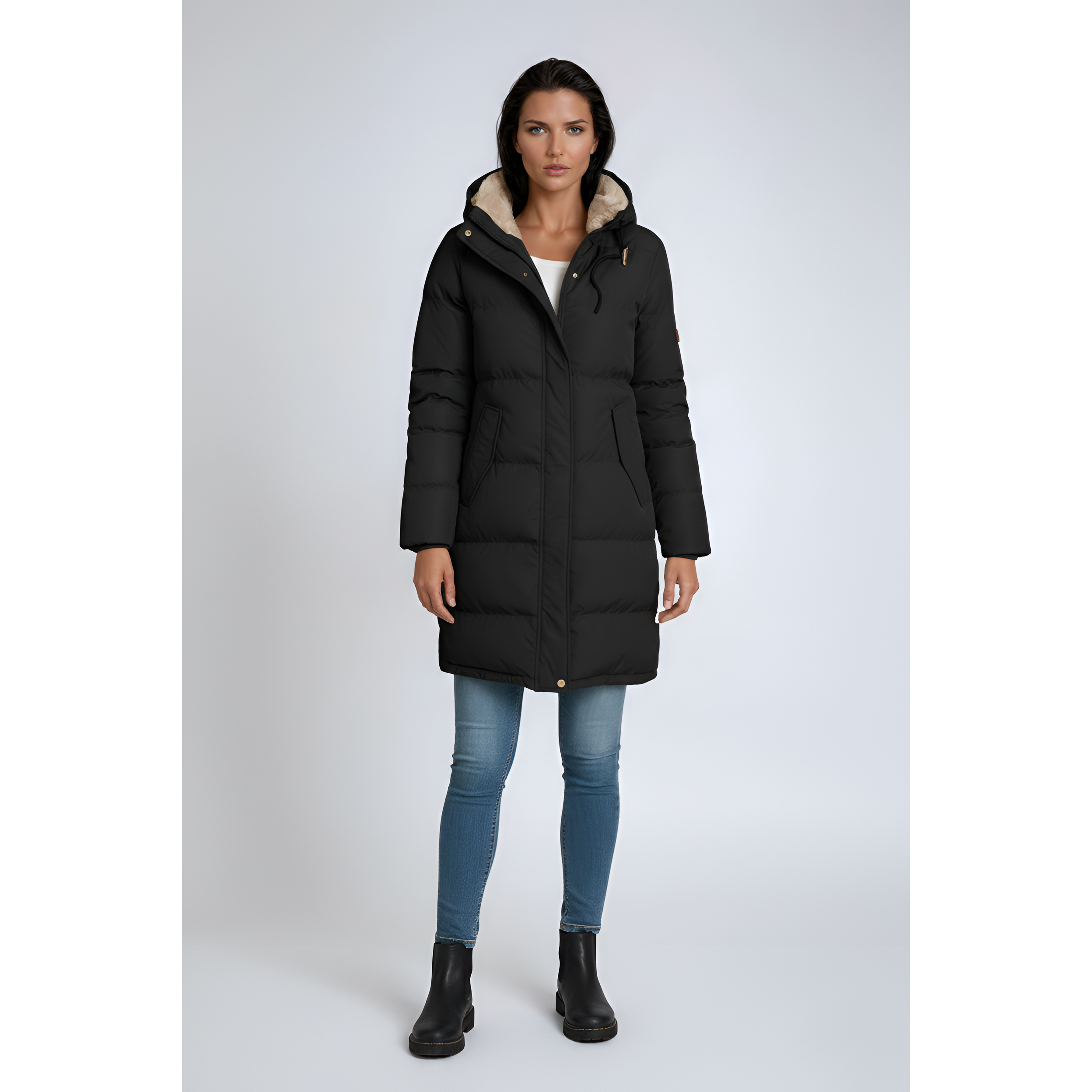 Women's Long Hooded Quilted Puffer Coat