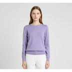 Women's Cotton Crew Neck Sweater in Solid Color