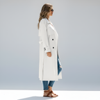 Women's Long Double-Breasted Trench Coat with Belt