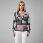 Women's Printed V-Neck Blouse with Long Sleeves