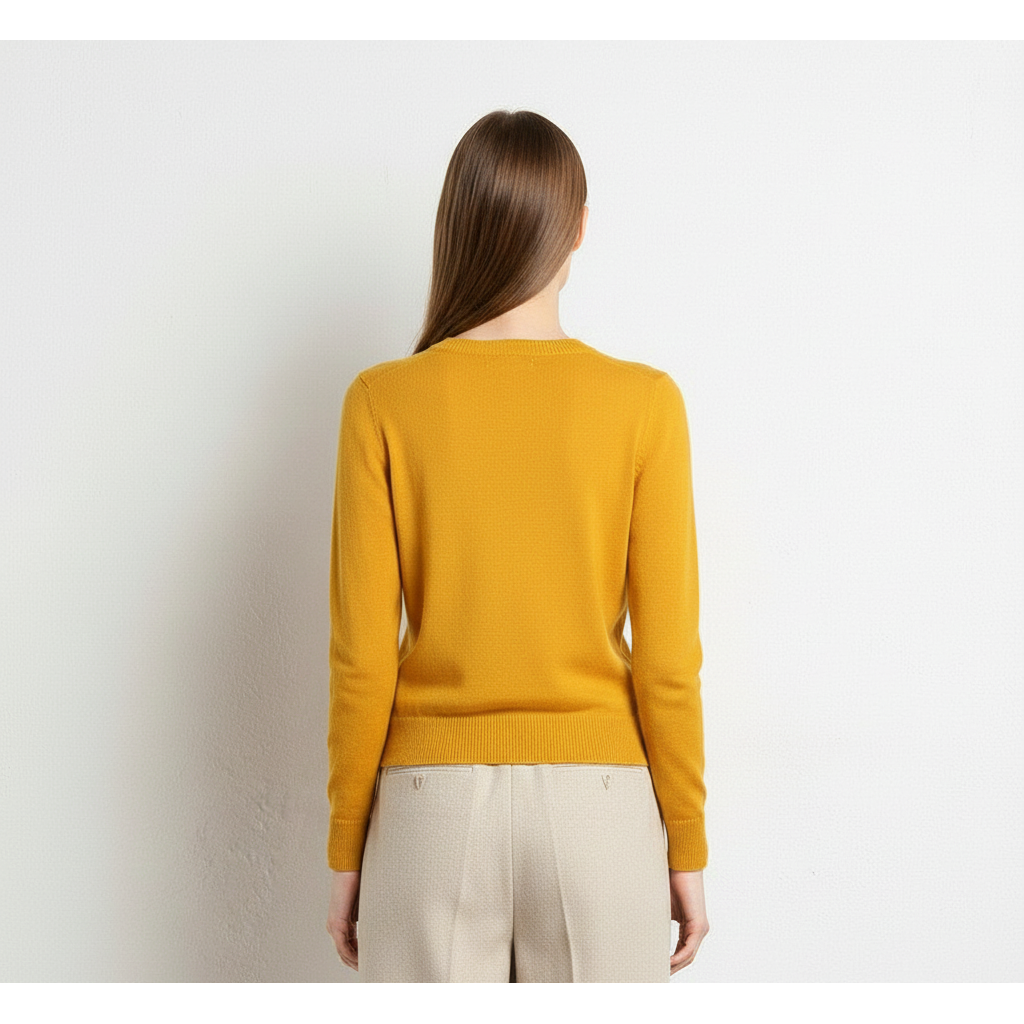 Women's Cotton Crew Neck Sweater in Solid Color