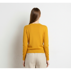 Women's Cotton Crew Neck Sweater in Solid Color
