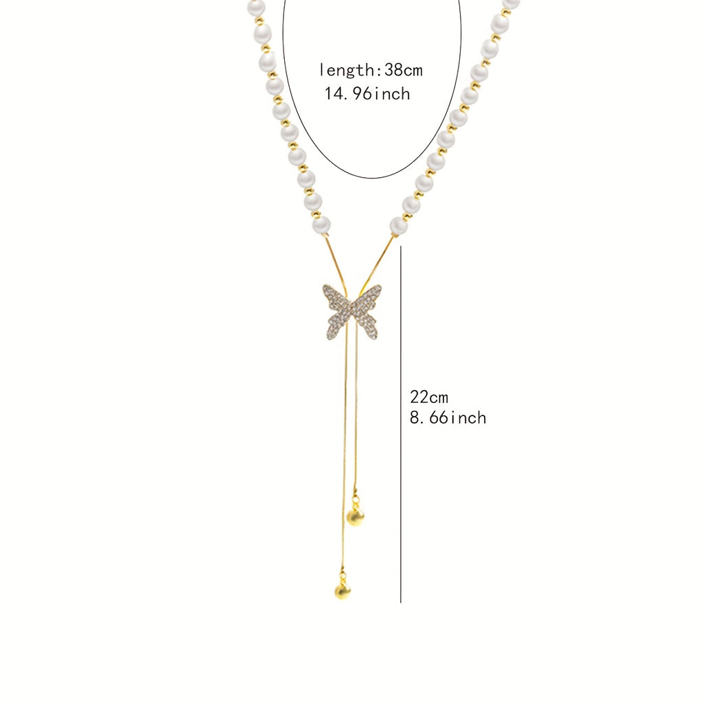 Women's Adjustable Butterfly Tassel Pendant Necklace