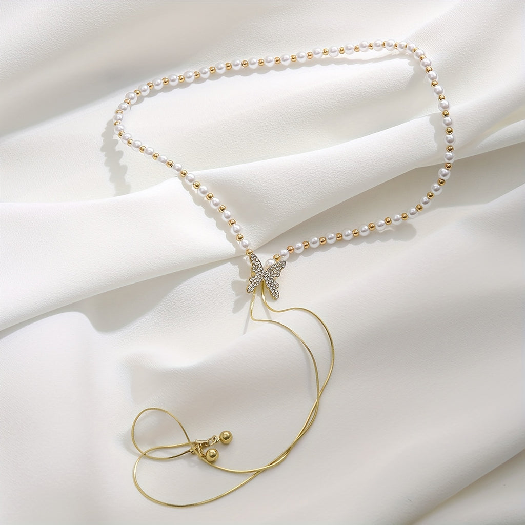 Women's Adjustable Butterfly Tassel Pendant Necklace