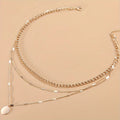 Women's Gold-Plated Multi-Layer Round Pendant Necklace