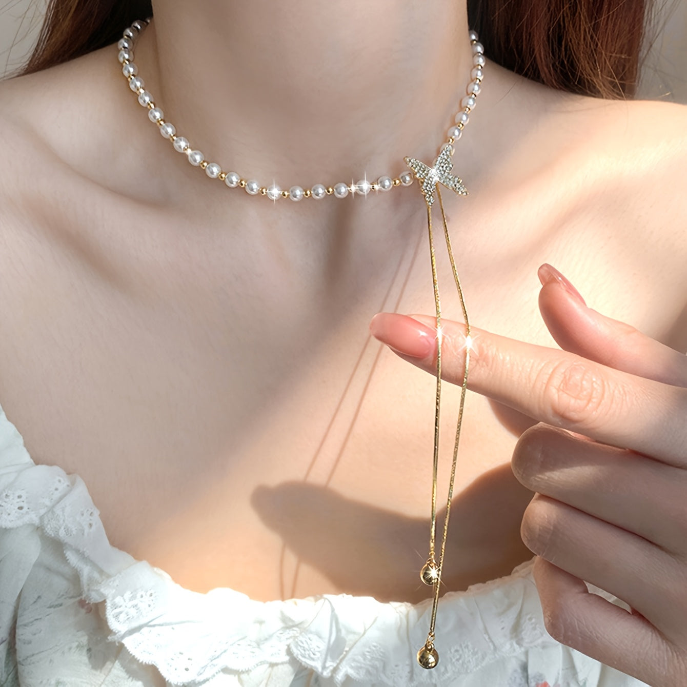 Women's Adjustable Butterfly Tassel Pendant Necklace