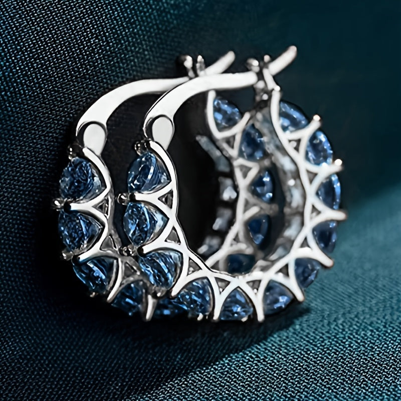 Gold-Plated Hoop Earrings with Synthetic Cubic Zirconia for Women