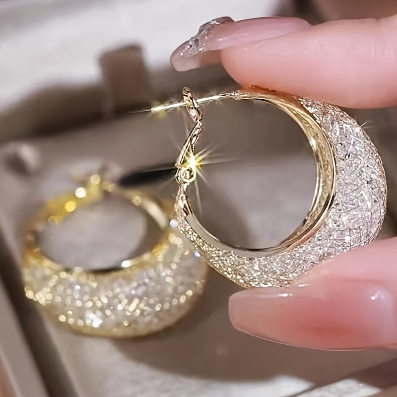 Women's Gold-Tone Rhinestone Hoop Earrings