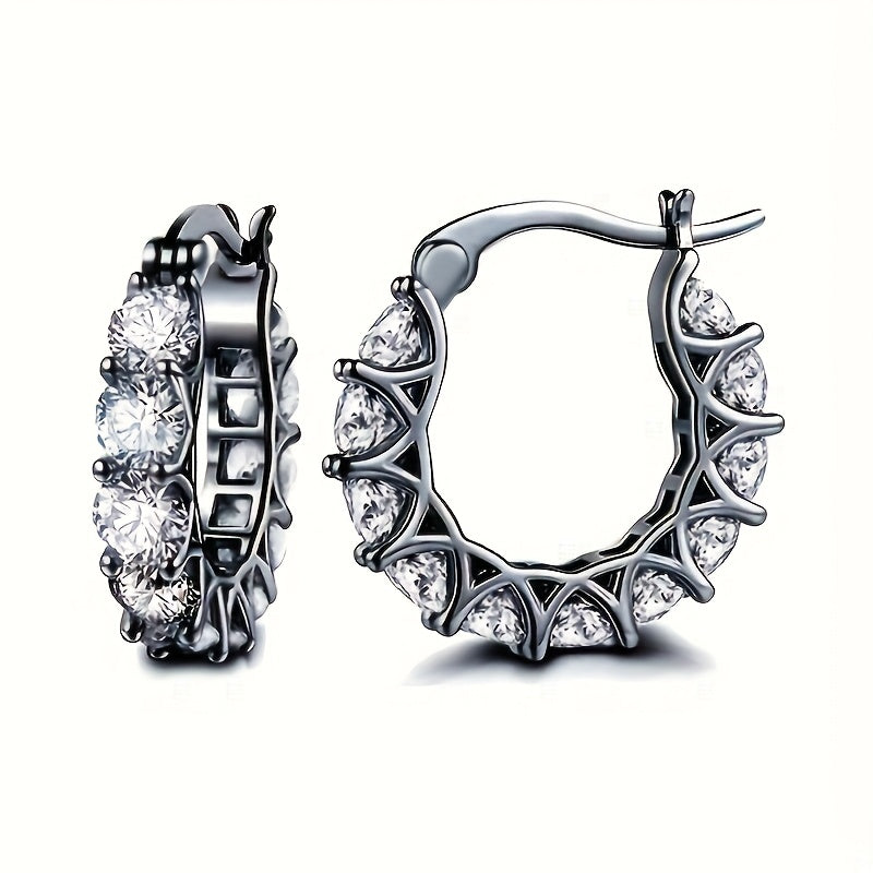 Gold-Plated Hoop Earrings with Synthetic Cubic Zirconia for Women