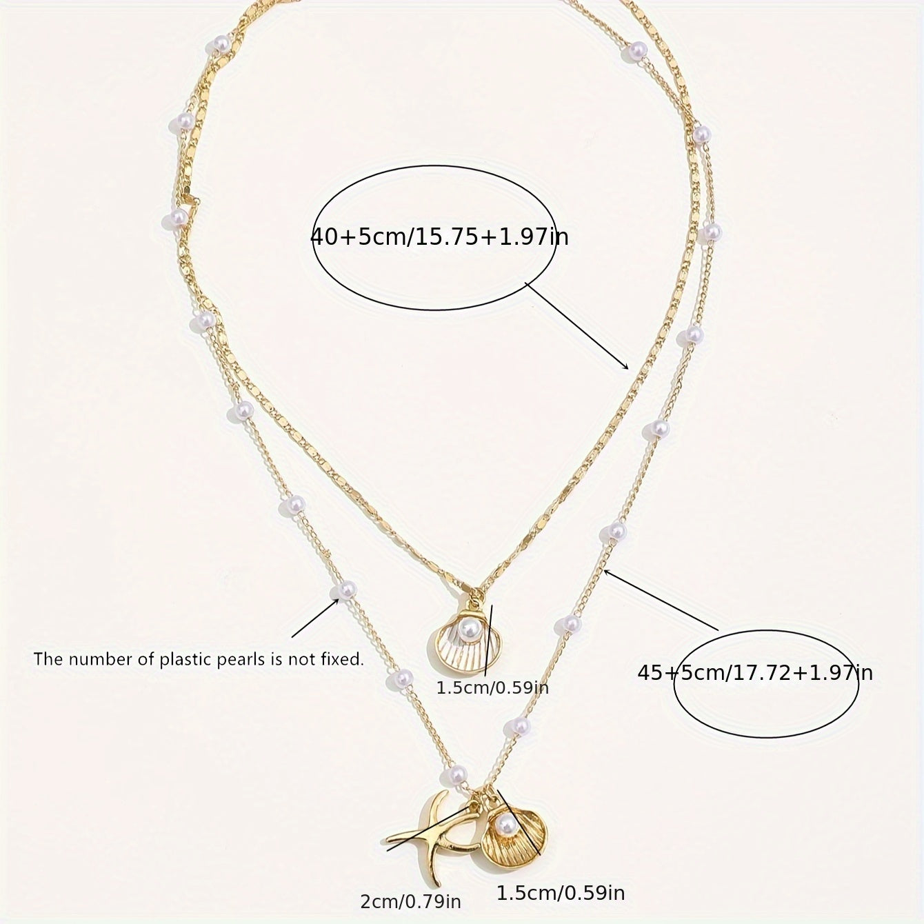 Women's Gold-Plated Layered Pendant Necklace Set with Faux Pear