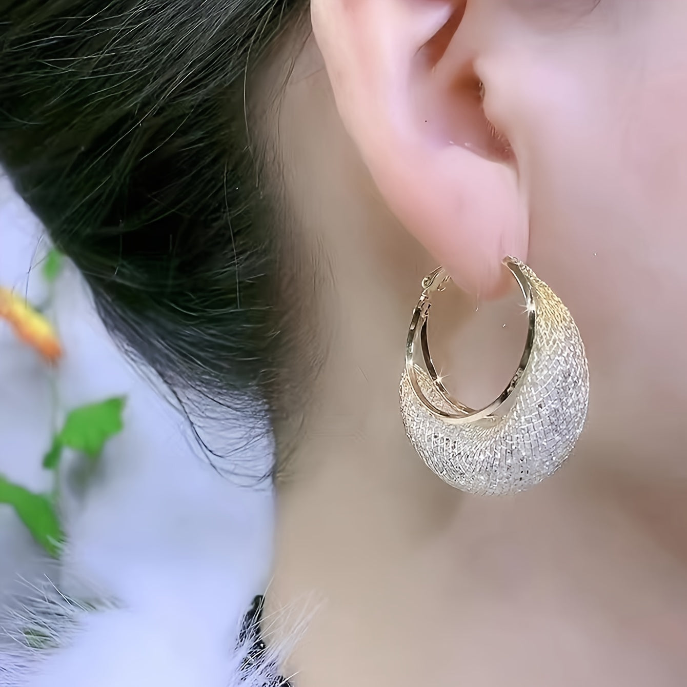 Women's Gold-Tone Rhinestone Hoop Earrings