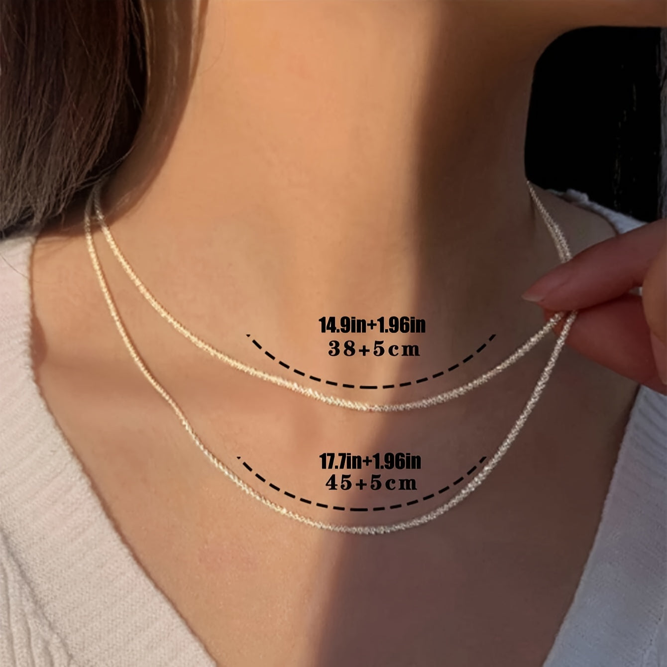 2-Piece Silver-Plated Layered Chain Necklace Set for Women