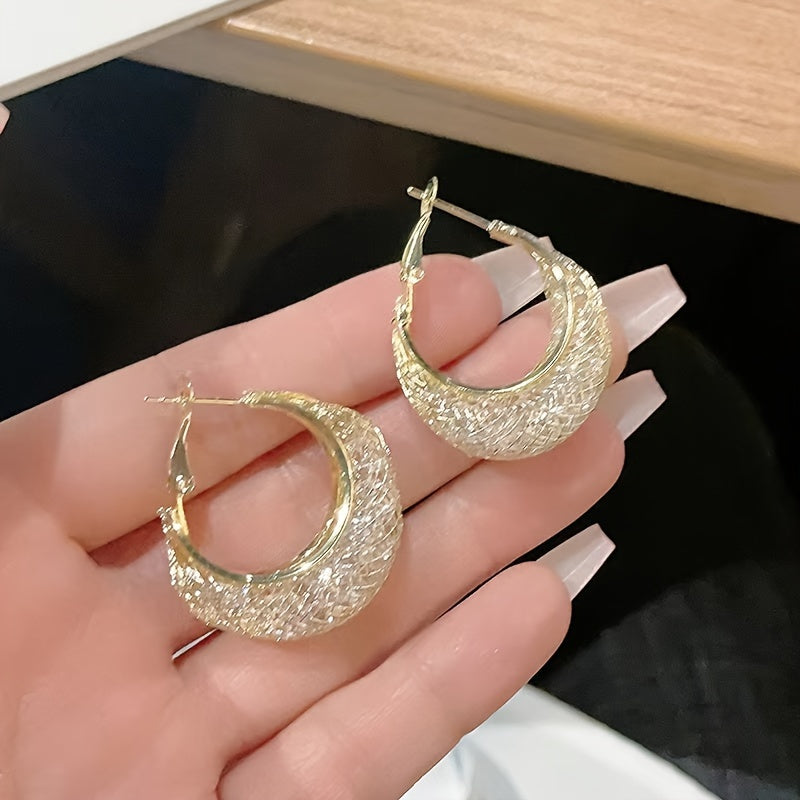 Women's Gold-Tone Rhinestone Hoop Earrings