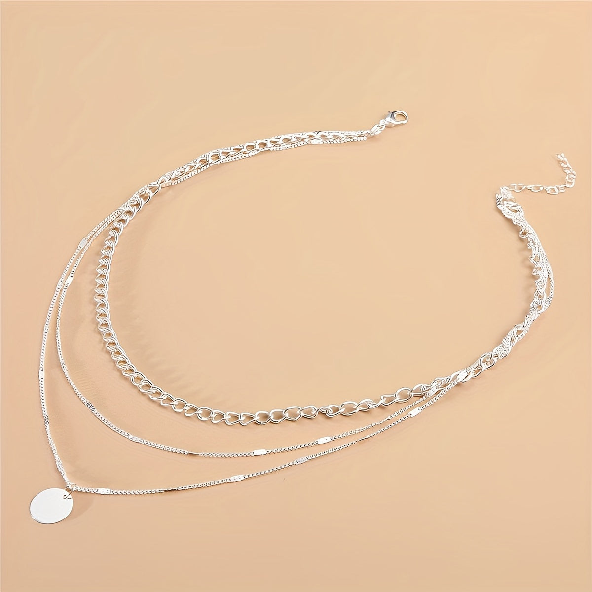 Women's Gold-Plated Multi-Layer Round Pendant Necklace